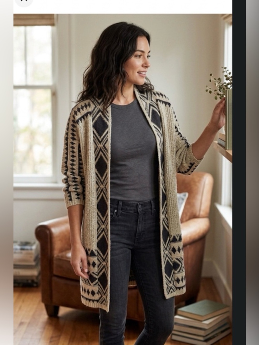 Lucky Brand Womens Southwestern Cardigan Sweater Size M